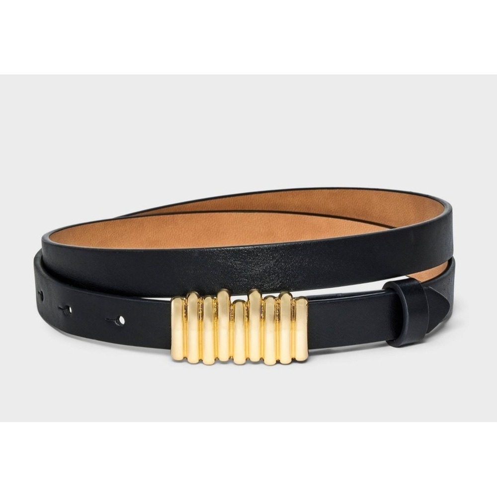 Women's Buckle Belt - a New Day Black long square peg buckle XL 48" length